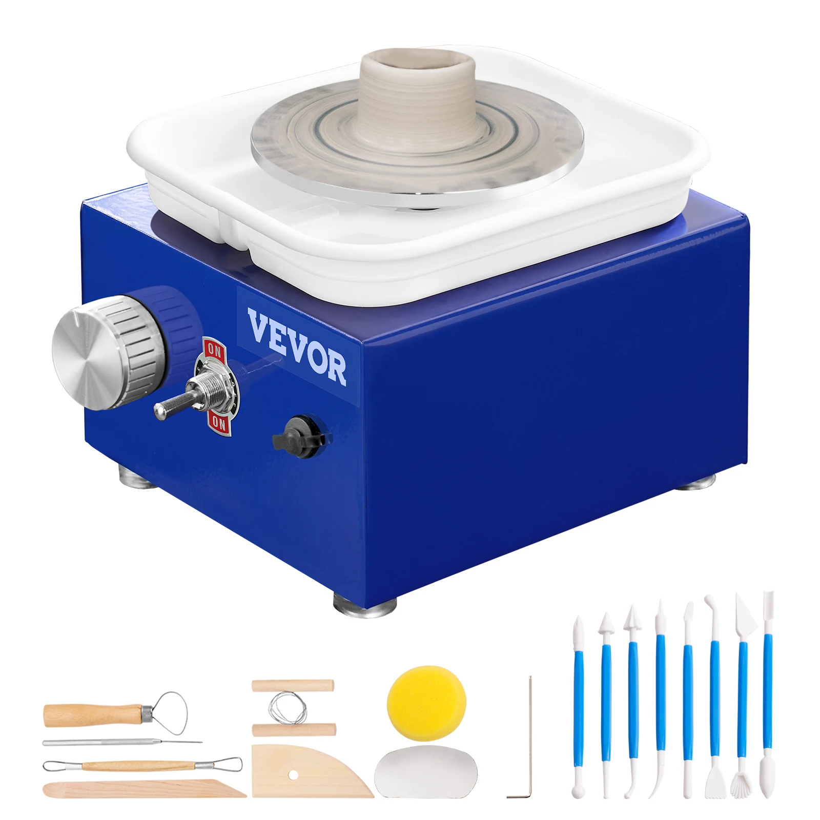 SucceBuy 2.6in/3.9in Mini Aardewerk Wiel 2 Draaitafels Keramische Wiel Vormmachine Verstelbare 0-300 RPM Snelheid Afneembare Wastafel - afbeelding 2