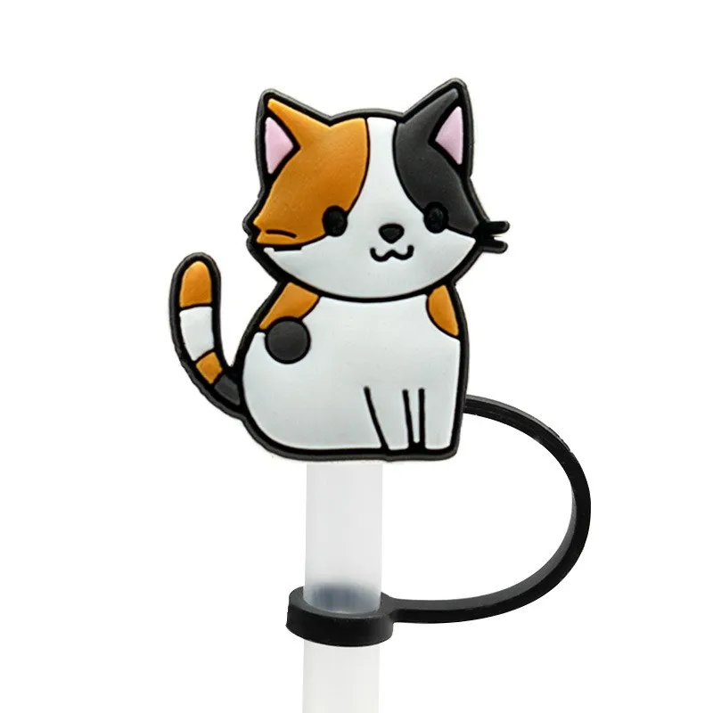 Cute Cat Animal Straw Cover Cap  8mm Silicone Straw Cap Accessories for Tumbler Cup Creative Dustproof Straw Plug Charm