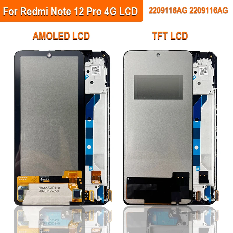 Super AMOLED LCD For Xiaomi Redmi Note 12 Pro 4G LCD 2209116AG LCD Touch Screen Digitizer Assembly For Redmi Note 12 Pro 4G LCD