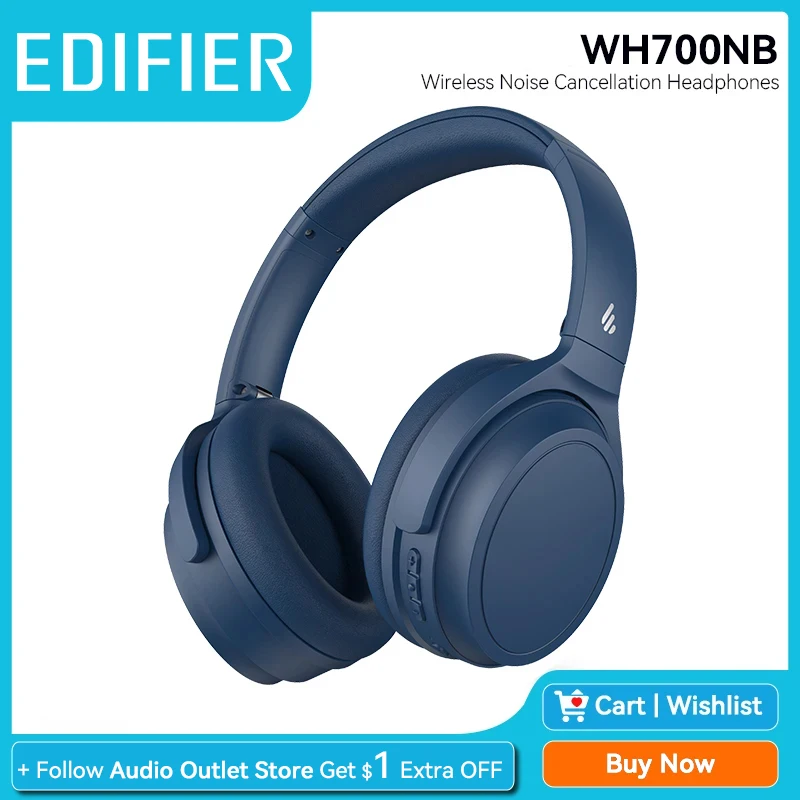 Edifier WH700NB Wireless Active Noise Cancellation Headphones Bluetooth 5.3 Foldable Earphone Low Latency 68H Playback Time