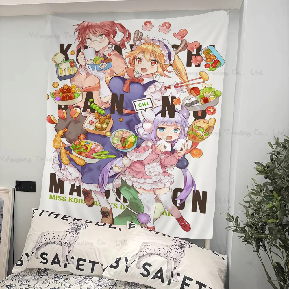 Japanese Miss Kobayashi's Dragon Maid Printed Large Wall Tapestry Hanging Tarot Hippie Wall Rugs Dorm Cheap Hippie Wall Hanging