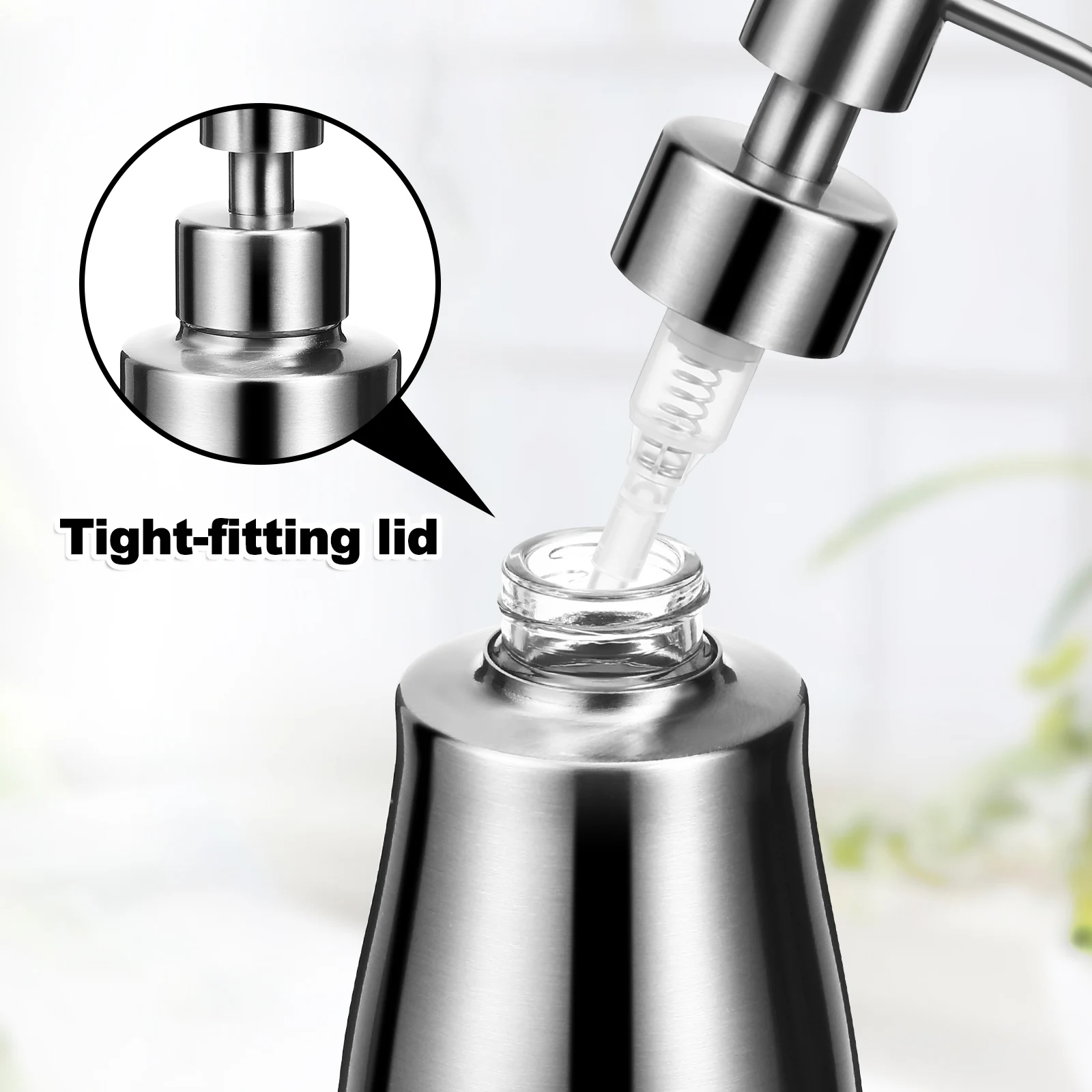 

Soap Bottles Stainless Steel 304 Glass 300ml Hand Dispenser Secure Sturdy Capacity Stylish Kitchen Bathroom Shower