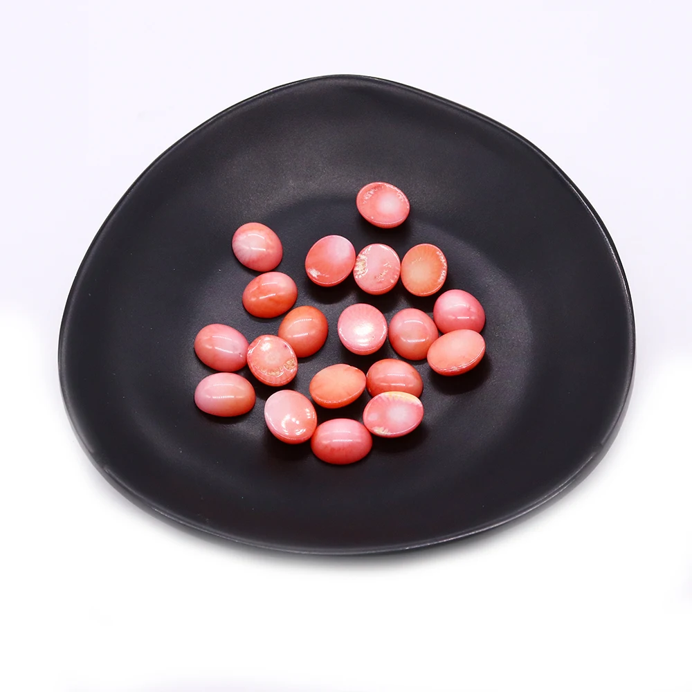 Synthetic Coral Stone Beads Natural Sea Bamboo Egg-shaped Pink Coral Ring Beads for Jewelry Making DIY Earrings Ring Necklace