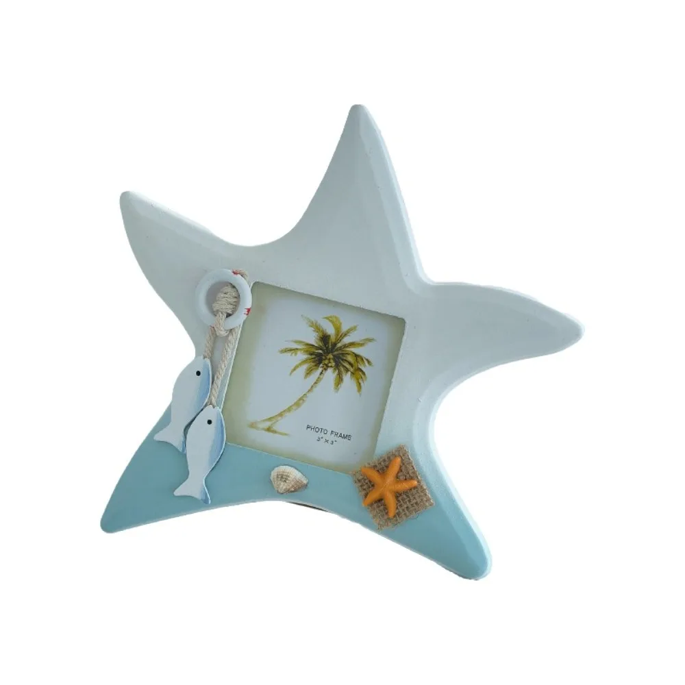 3-inch Ocean-Themed Photo Frame Wooden Vintage Mediterranean Photo Frame Unique-shaped Photo Collection Frame Coffee Shop