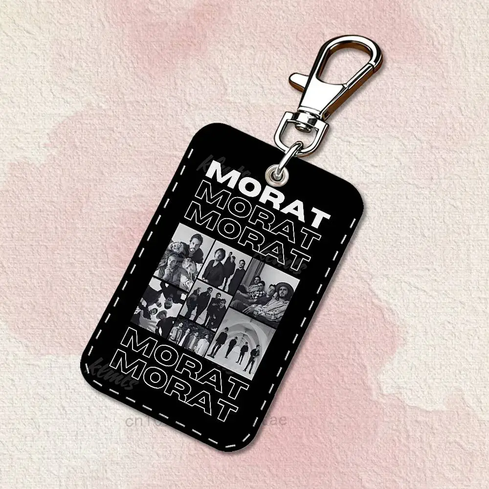 M-Morat 밴드형 직사각형 액세스 카드 케이스 가죽 카드 홀더 키체인 키링 교통카드 케이스