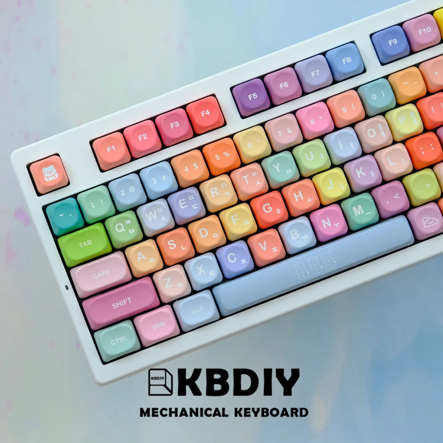 

KBDiy 139 Keys Korean Color Cute Keycap KOA Profile PBT Gummy Bears Keycaps for Mechanical Keyboard Custom Five Sides 7U