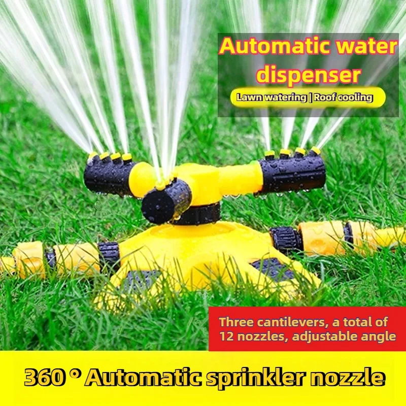 

360 Degree Rotating Garden Sprinkler Automatic Watering System for Lawn Plant Garden Irrigation with 3 Spray Heads