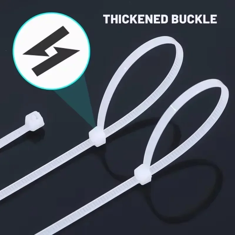 Nylon Cable Ties Self-locking Adjustable Cord Tie Straps Fastening Loop Fixing Rings Home Office Workshop Plastic Wire Cable Tie