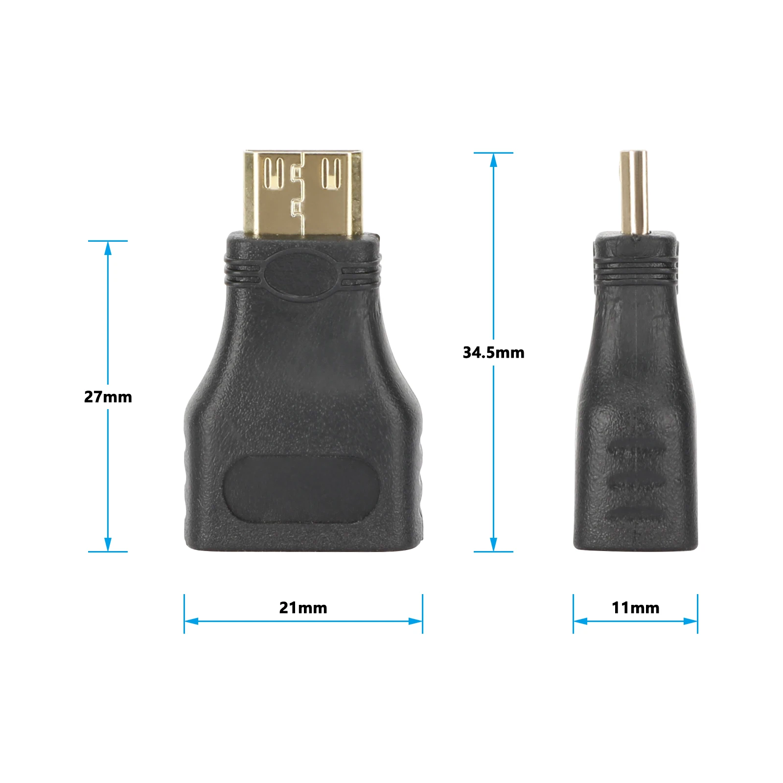 HDRIG HDMI Female to Mini HDMI Male Adapter 1080 P 2K 4K FOR MINI PC HDTV HD CAMERA Gold-Plated Connectors Low-Profile Design