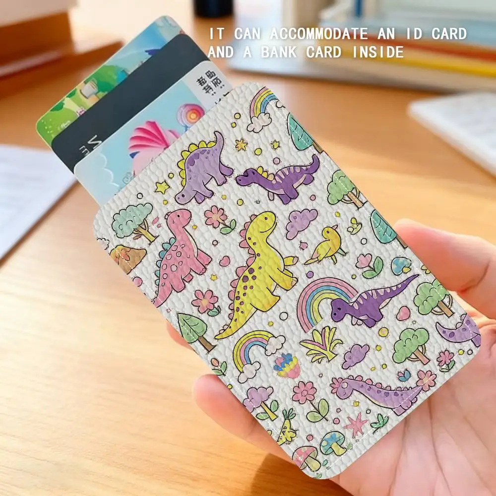 Cute Dinosaur Keyring Leather Access Card Holder Keychain Community Proximity Card Protective Case