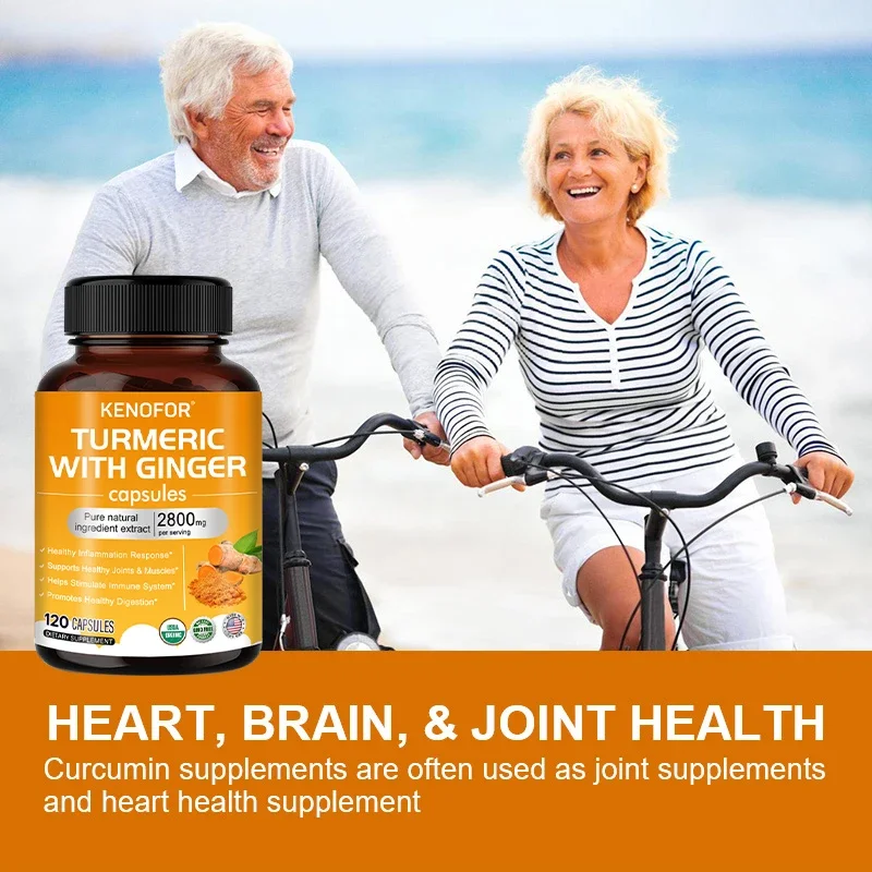 Curcumin with BioPerine and Ginger 95% Curcumin 2800 mg - Maximum Absorption, Natural Joint Support Supplement, Vegan Non-GMO