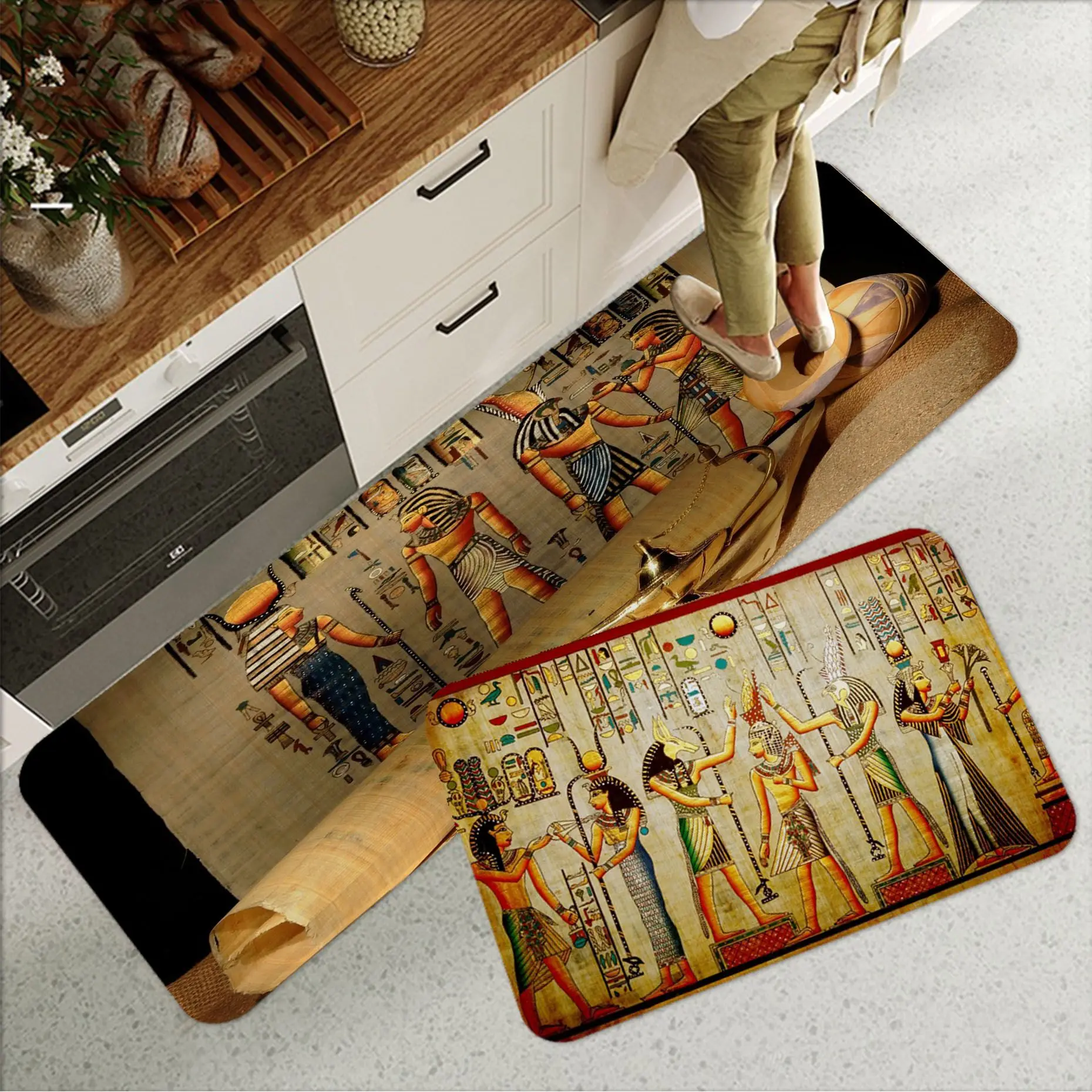 

Egyptian Element Kitchen Mat Rectangle Anti-slip Home Soft Badmat Front Door Indoor Outdoor Mat Alfombra