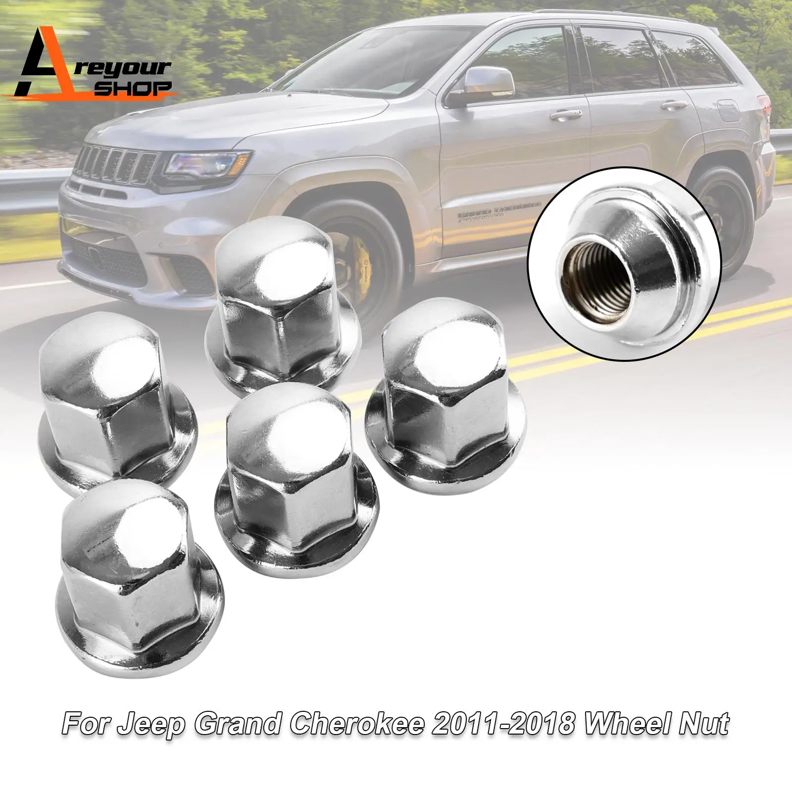 5PCS Lug Nuts Fit for Ram 1500 Fit for Jeep Grand Cherokee Wrangler 2012-2018 14x1.5 06509422AA 6509422AA