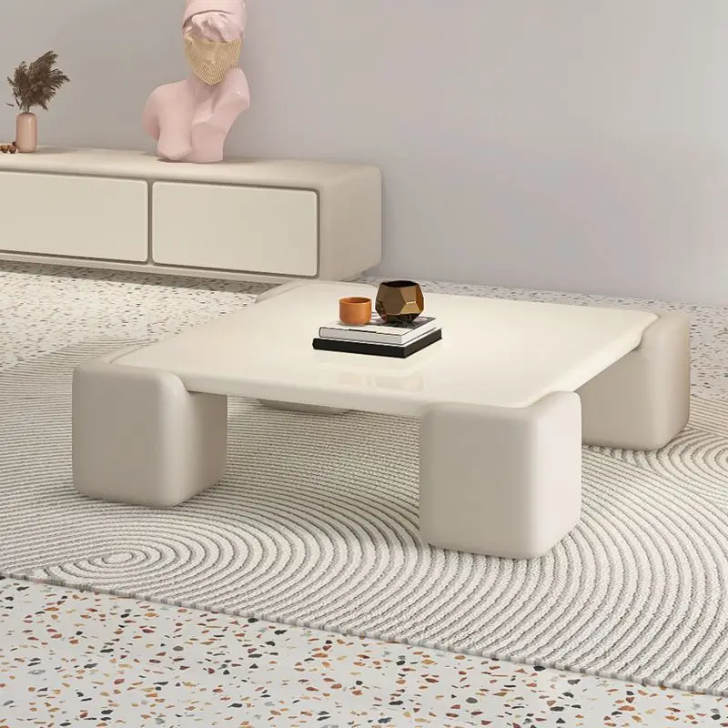 طاولة القهوة المستديرة الشمال الحديثة بسيطة الإيطالية الحد الأدنى جميع الخشب الصلب شقة صغيرة طاولة القهوة المستديرة المربعة #4