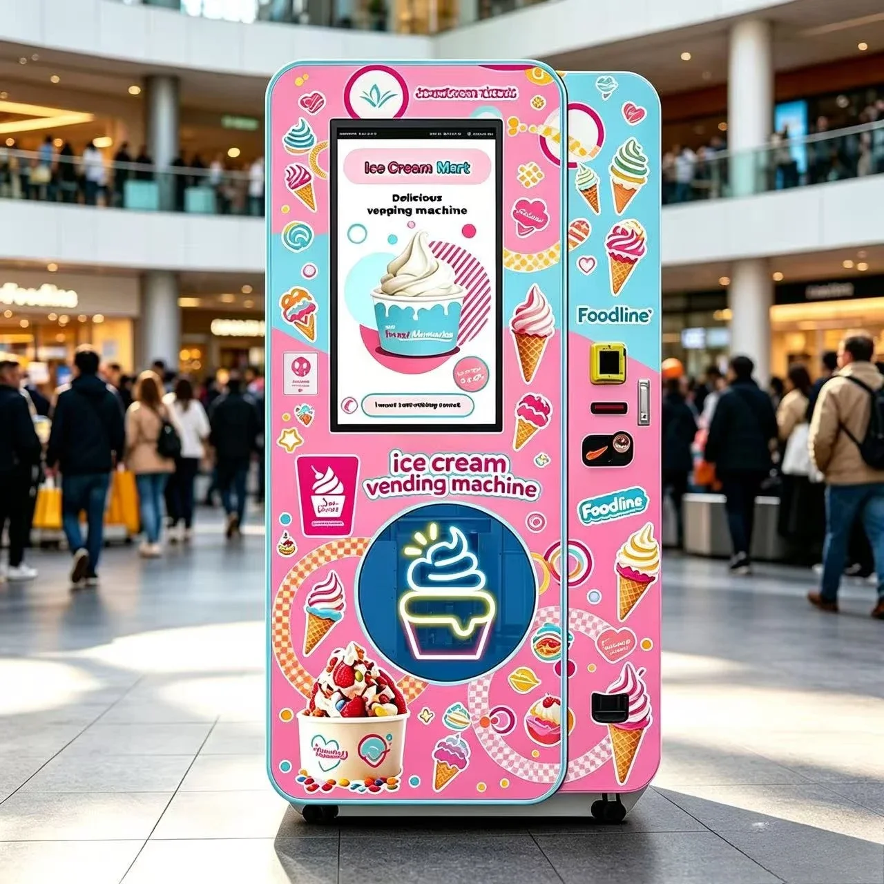 FL Premium Vending Machine Supplier 15 Second Quick Dispense 100 Cups Soft Ice Cream Vending Machine Automatic Operation