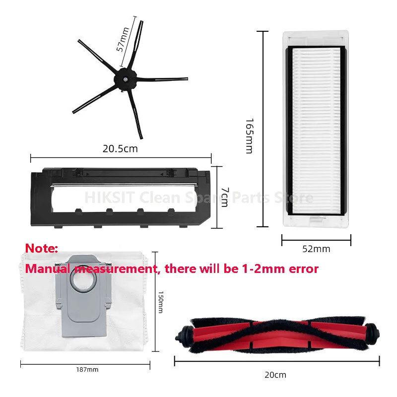 For XiaoMi Roborock Q5 Q5+ Q340RR Robot Vacuum Cleaner Replacement Parts Main / Side Brush Hepa Filter Dust Bag Accessories