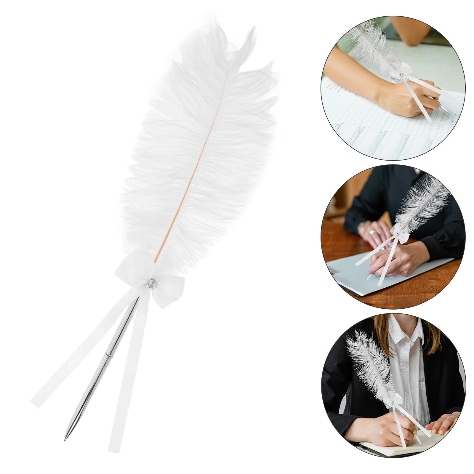 

Signature Elegant Wedding Guest Book Vintage Party Plume Writing Banquet Shaped Ink Pen Smooth Portable Writing