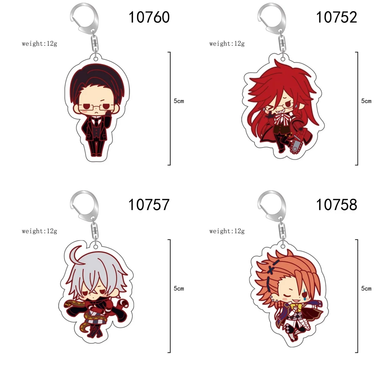 Anime Black Butler Acrylic keychain accessaries Cartoon funny Bag Pendant Gift cute bag charm Keyring Friends Fans Gifts