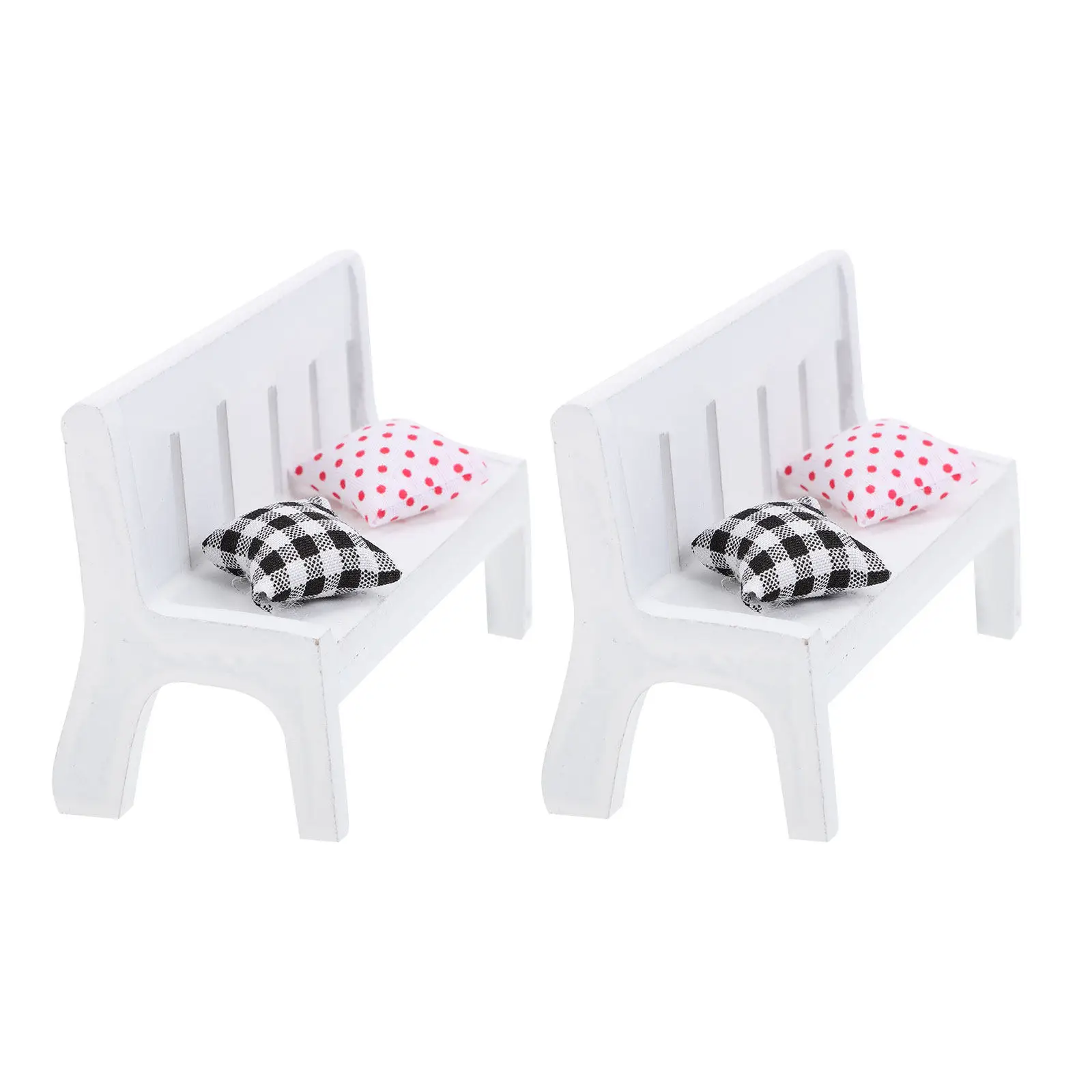 

2Sets Mini Bench Decorative Realistic Simulation Small Furniture Prop for Micro Landscape Scene Ornament Miniature Bench