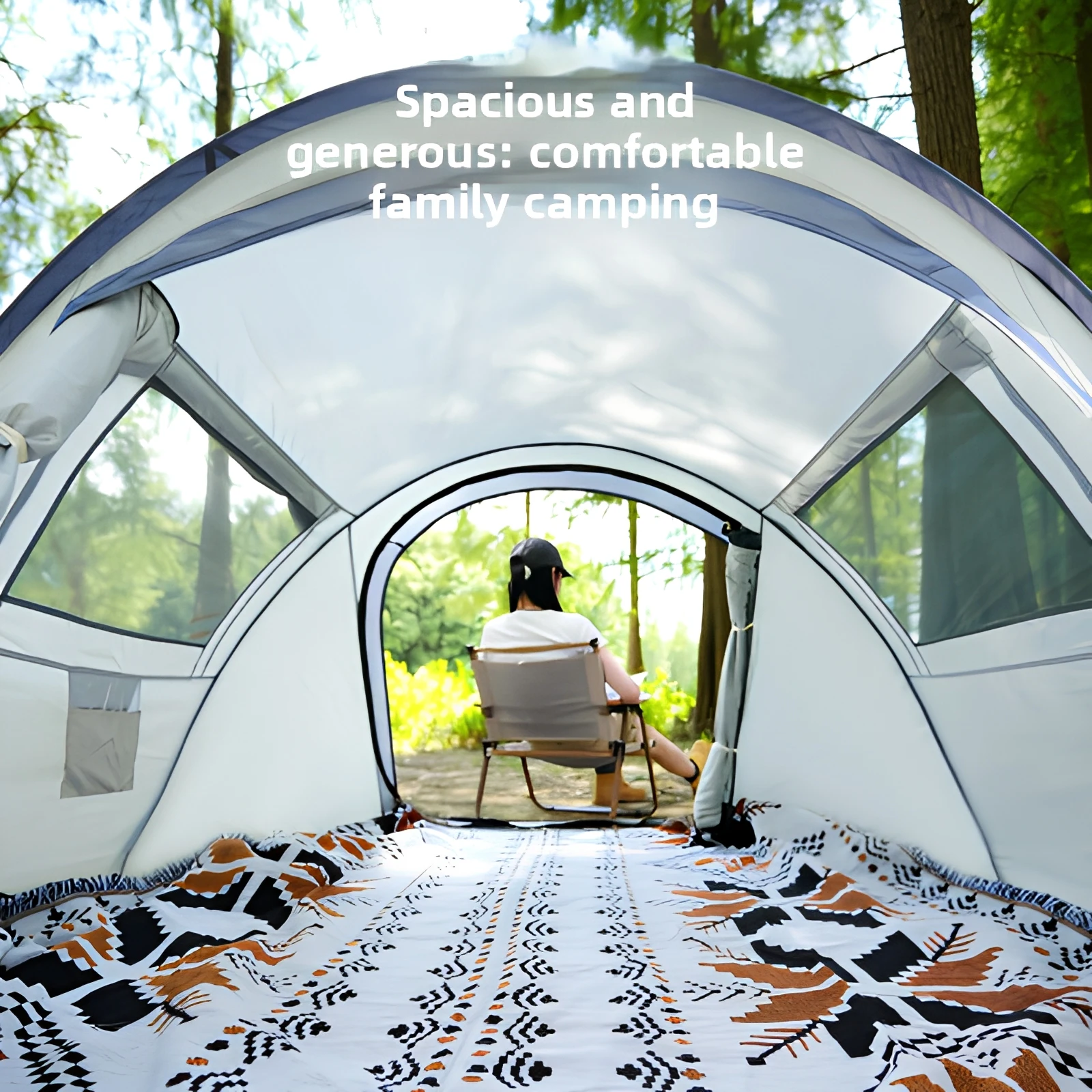 Double Layer Bell Yurt Tent Windproof Rainproof Warm Portable Four Season Shelter