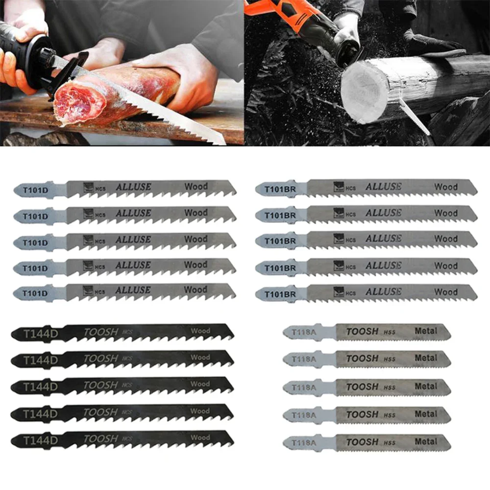 

55/100/165Pcs Jig Saw Blades Set HCS Assorted Saw Blade with T-shank for Wood Plastic and Metal Cutting Blades