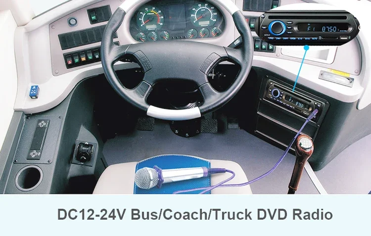 24 V jedna DIN kamion autobus autoradio de carros s USB SD FM městská autobusová doprava v paříži 4 běžící pás zesilovač auto rádio