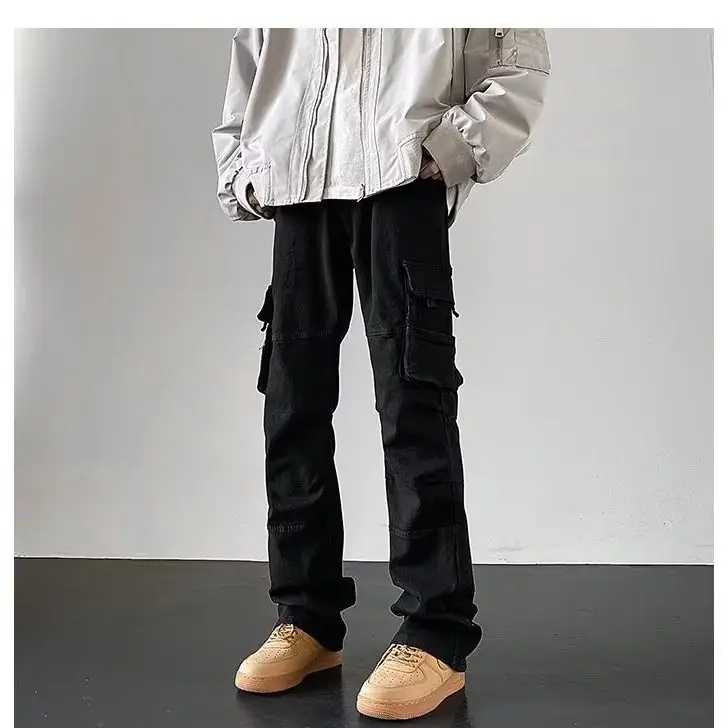 

Bla Workwear Jeans Men's Sle American High Street Elastic Slim Fit Cotton Polyester Blend Four Seasons Universal