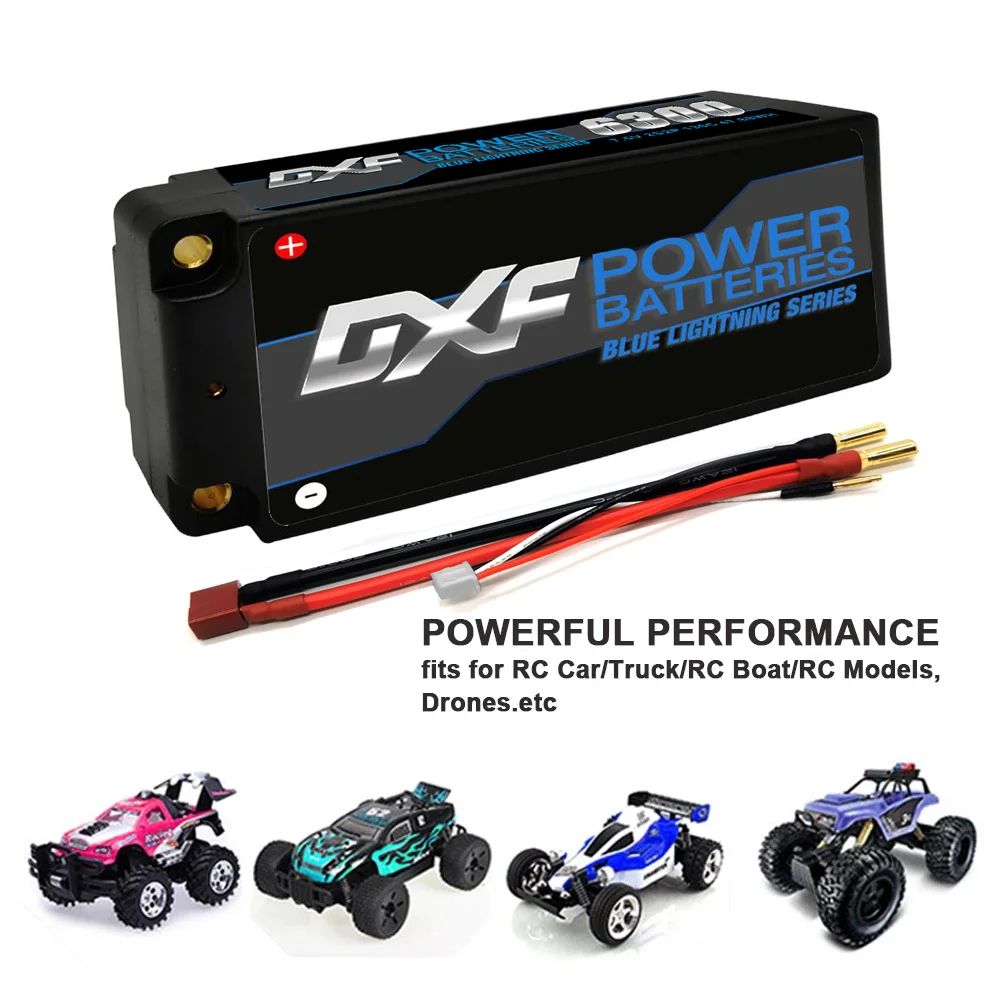 DXF 2S Shorty bateria Lipo 7.6V 130C 6300mAh 5mm Bullet Plug Hardcase do 1/10 Buggy Truggy samochód ciężarowy helikopter wyścigowy