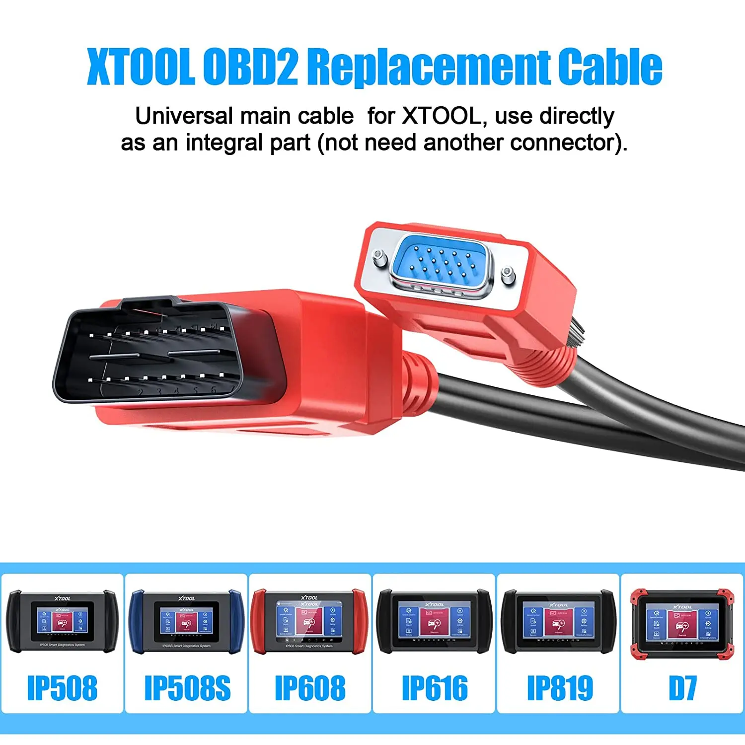 Adaptador Universal XTOOL OBDII Para D7 IP508 IP508S IP608 IP616 IP819 Conector De Ferramenta De Diagnóstico Para XTOOL Tablet 16pin Cabo Principal