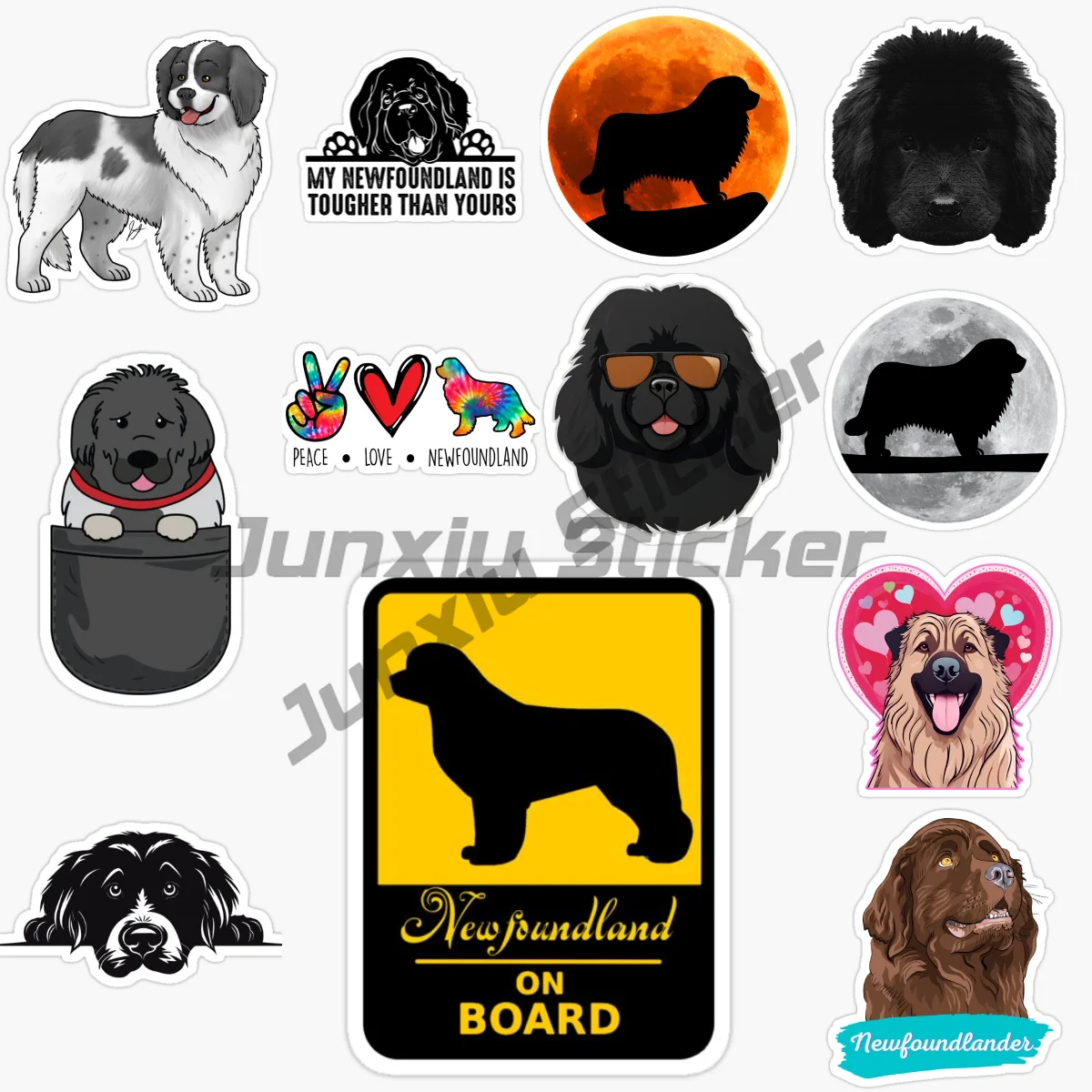 Perro Terranova Jet Ski Racing Scooter pegatinas de coche impermeable personalidad calcomanía coche portátil tabla de surf decoración barco Accesorios