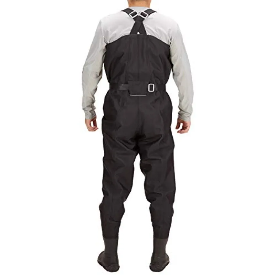 Fishing and hunting chest waders for men, ultra-high-strength nylon-PVC blend, black, 3D boot feet design for enhanced grip and