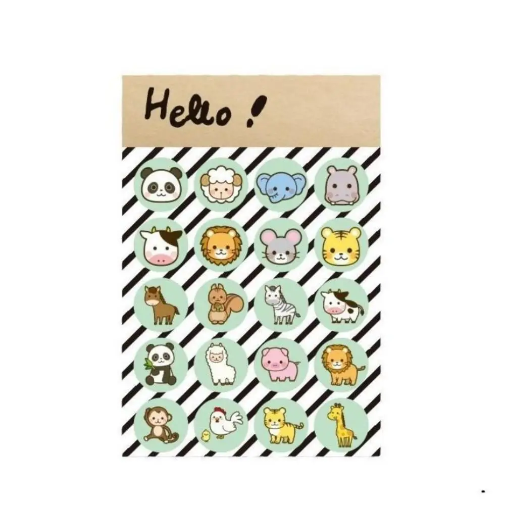 5 sheets/bag Cute Cartoon Animal Sticker Round Bear Children's Reward Stickers Hand-painted Thank You Stickers