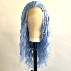 Vogue Queen Icy Blue Synthetic Lace Front Curly Wig Heat Resistant Fiber Natural Hairline Cosplay For Women