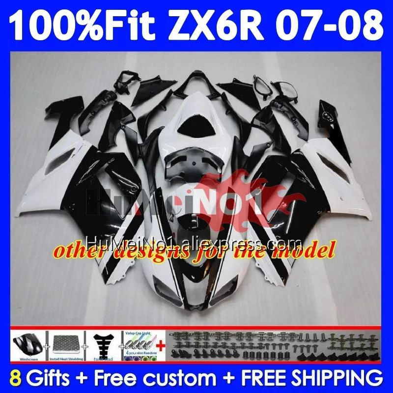 Injection Body For KAWASAKI NINJA ZX 6R 6 R 600 636 207No.18 ZX-6R ZX-636 Black flames ZX6R 07 08 ZX636 ZX600 2007 2008 Fairing