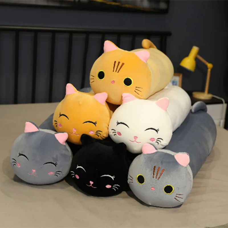 25-100cm giant cute soft cat plush sleep pillow cushion kawaii white black brown cat soft plush toys kids children gift