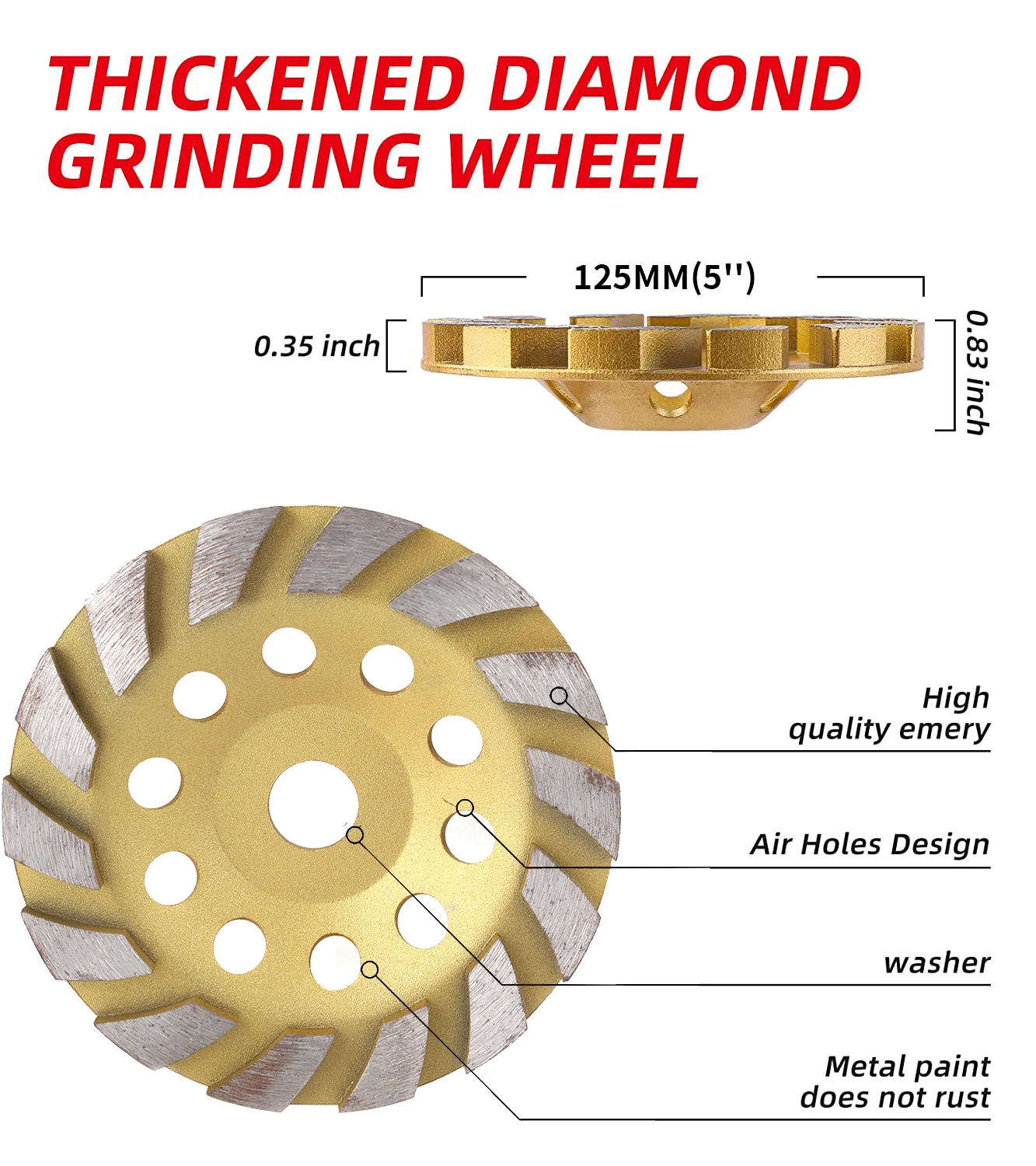 1Pc 125mm Diamond Segment Grinding Wheel Disc 5\