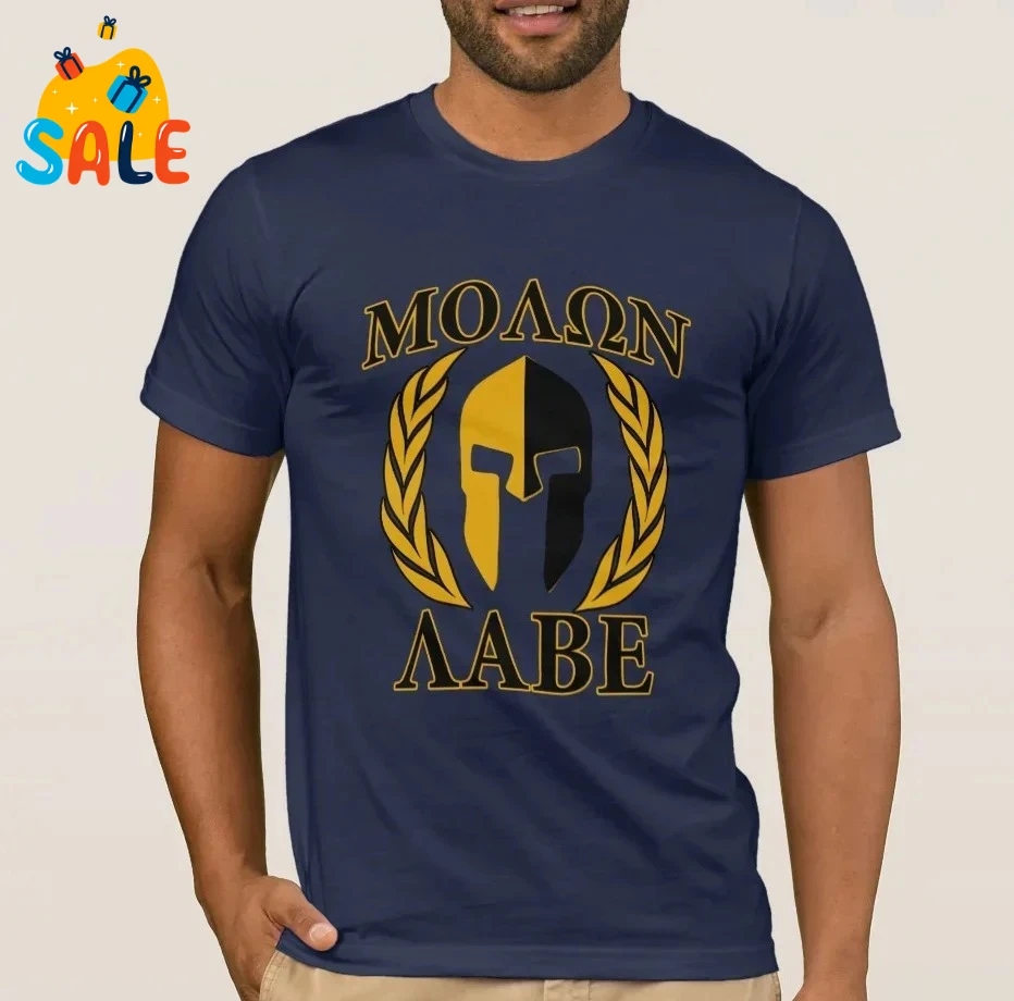 

Spartan Helmet Laurels Molon Labe T-Shirt 100% Cotton O-Neck Short Sleeve Casual Mens T-shirt Size S-3XL
