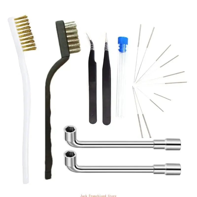 

3D Printer Cleaning Needle Pins Wire Brushes L Shaped Wrench 2 Tweezers