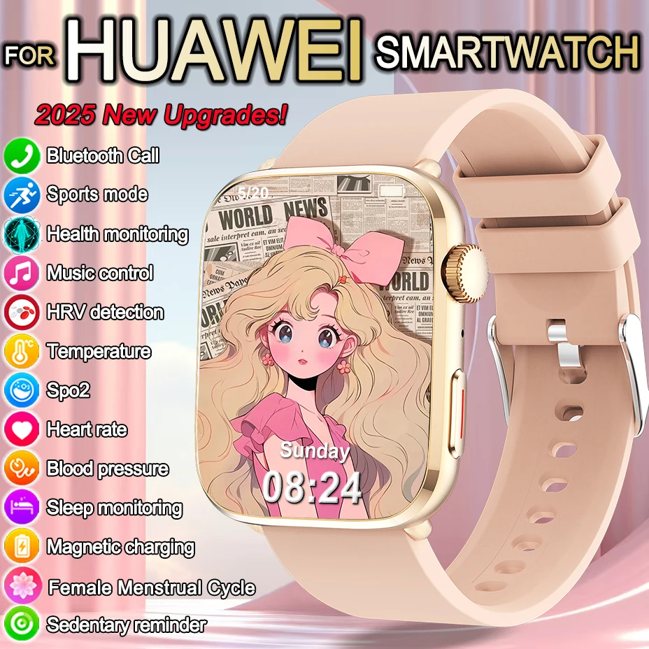 

2025 New For HUAWEI Health Smartwatch Custom cover Women Blood oxygen Menstrual Sleep Tracking HRV Bluetooth Call Smart Watch