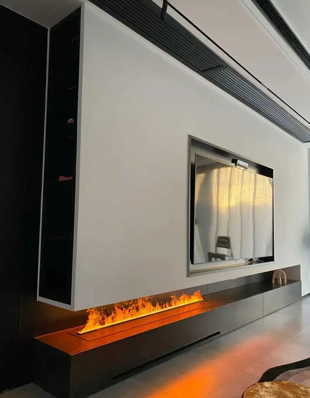 OEM European-Style 3D Atomized Fireplace Insert Modern Electronic Simulation Flame TV Decorative Cabinet For Indoor Hotel Metal