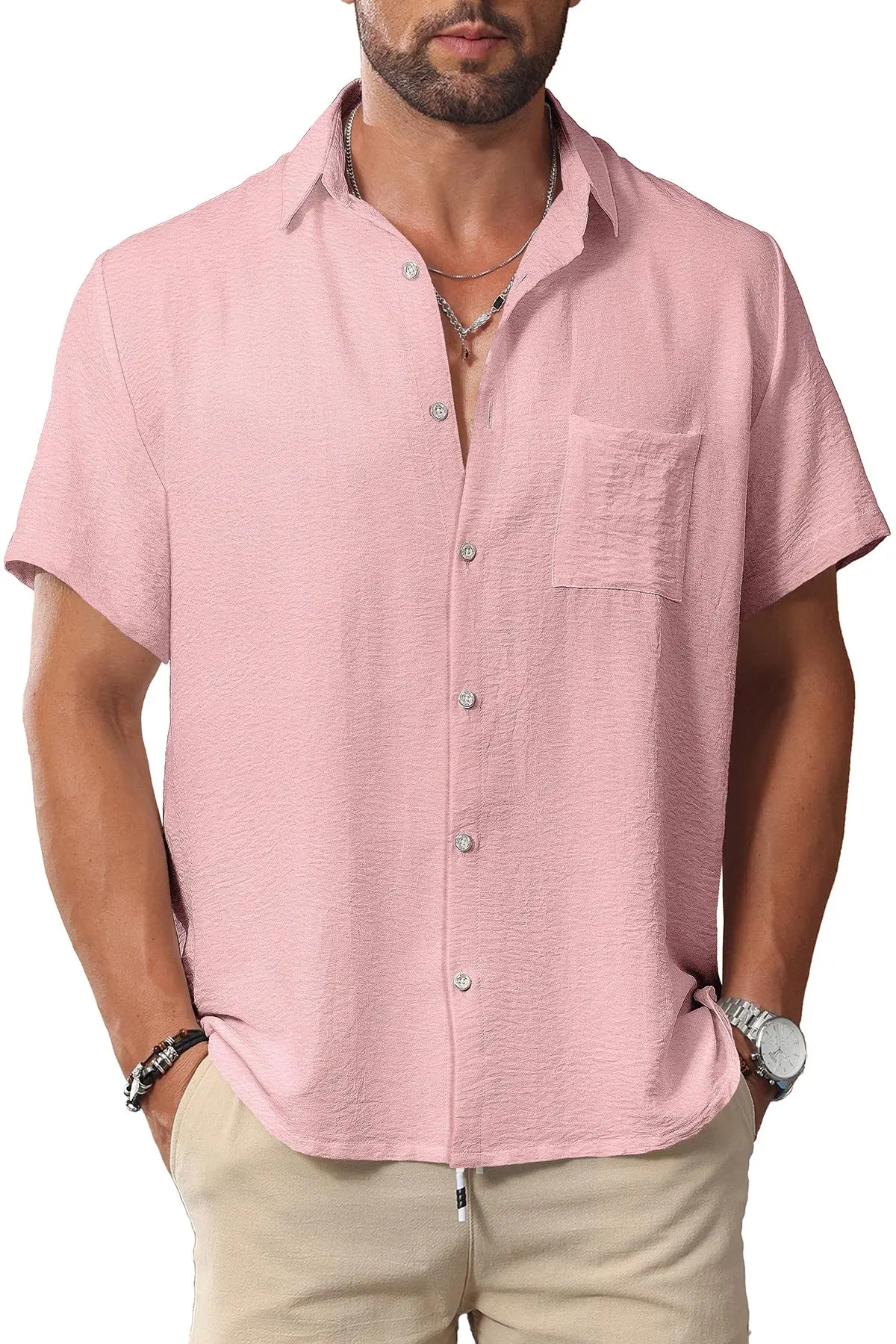 

KYKU Мужские рубашки на пуговицах с коротким рукавом Повседневная летняя пляжная одежда для отдыха