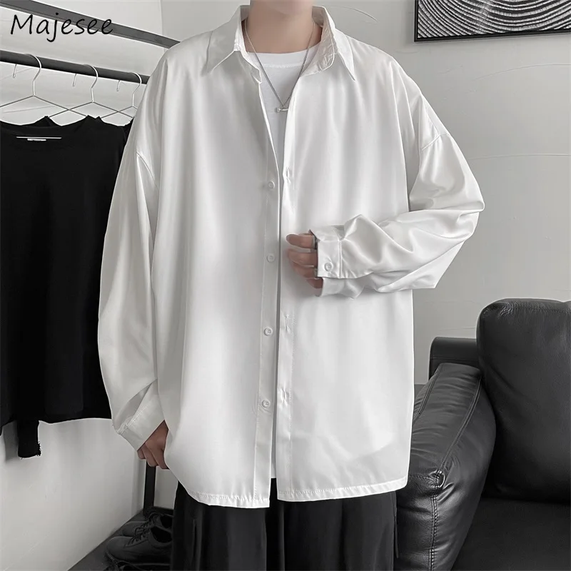 Men Solid Color Shirts Long Sleeve Summer Draped Loose Oversize Vintage Hip-hop High Street All-match  Sun-proof Outwear