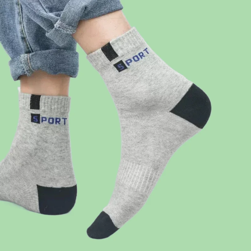 5/10 Pairs Bamboo Fiber Breathable Sweat Absorbent Deodorization Fashion Casual Boys Sports Sock High Quality Men's Cotton Socks