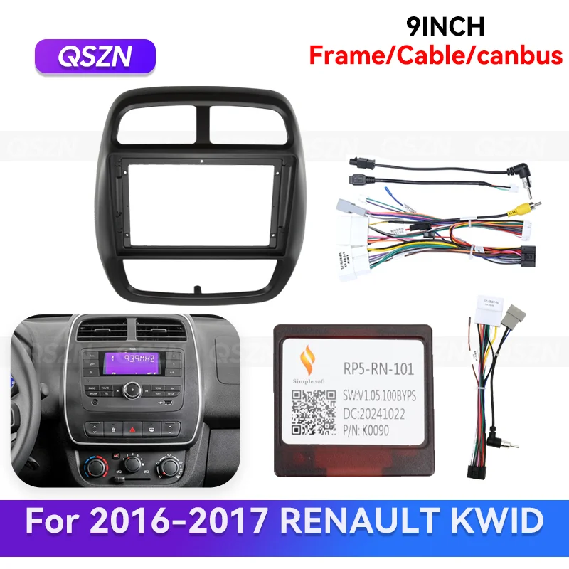 QSZN Canbus Box para 2016-2017 RENAULT KWID pantalla Android de 9 pulgadas marco de DVD para coche Kits de ajuste de tablero de Audio Kit de reproductor de Radio de Panel Facia