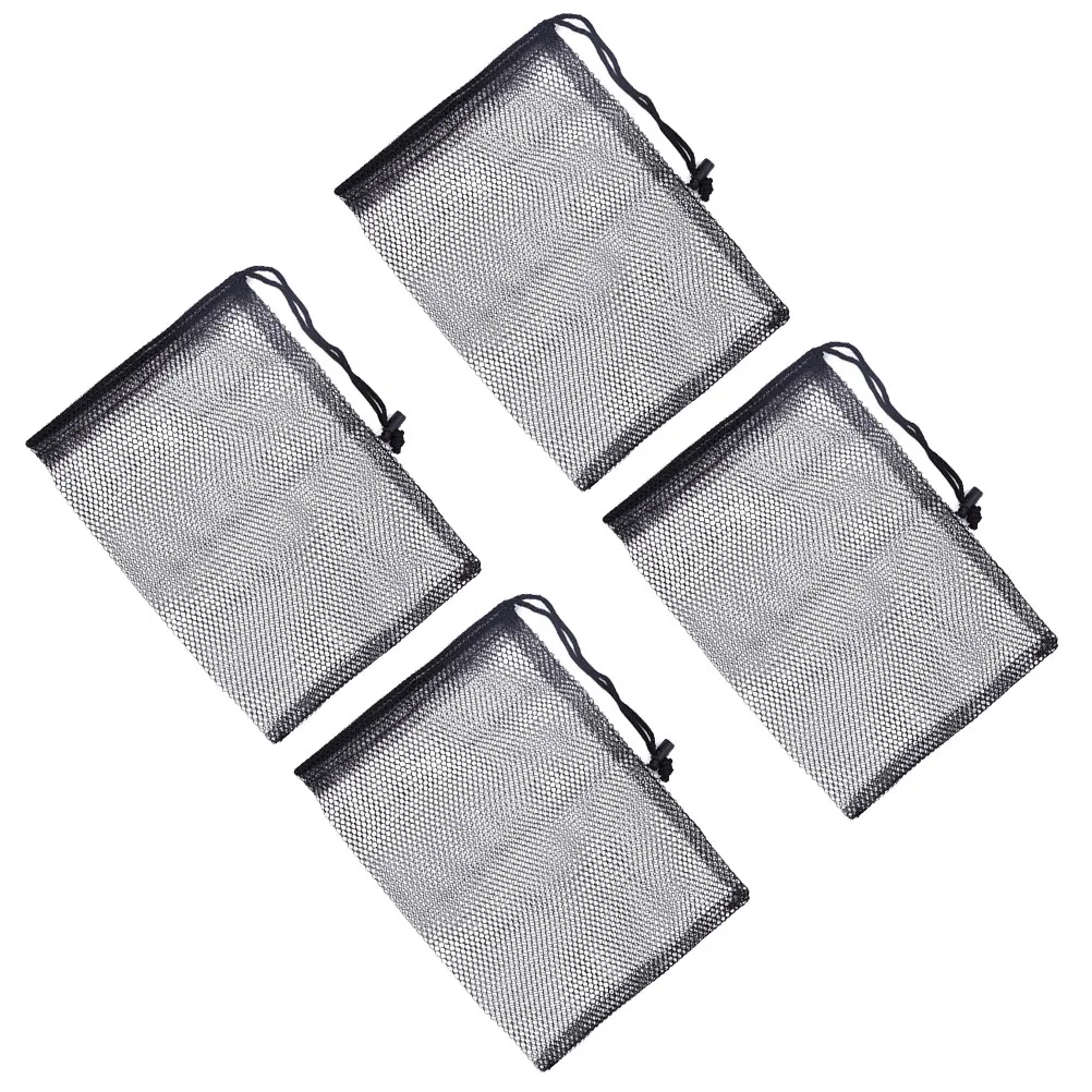 

4Pcs Golf Ball Mesh Bag Strong Nylon Netting Easy-Access Drawstring Top Portable Ball Storage Pouch for Practice Games on-The-Go