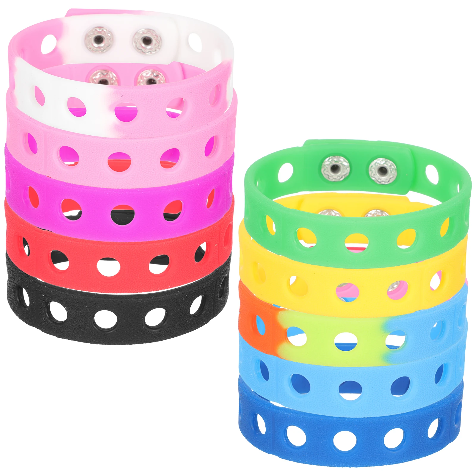 

10pcs Silicone Bracelet Kids Adjustable Wristband Assorted Bands Children Gel Bright Colors Sensitivity Birthday