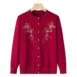 Autumn Knitwear Cardigan Jacket Women Long Sleeve Outwear Single-Breasted Knit Sweater Coat Female Casual Tops Mother Clothes