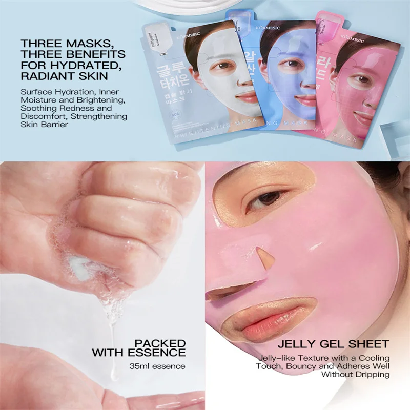 Glutathione Face Masks Skin Care Anti-Wrinkle Firm Shrink Pores Deep Hydrating Overnight Mask Refresh Moisturizing Brighten Face