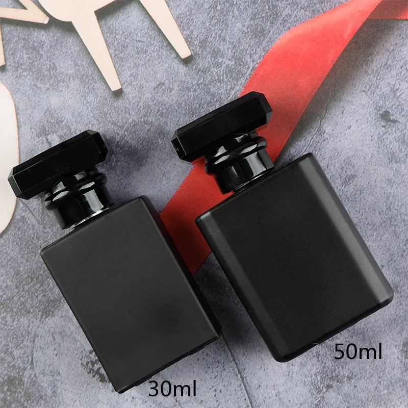 5/15pcs Matte Black /Clear 30/50ml Empty Perfume Bottle Glass Spray Bottle Cosmetic Container Fragrance Atomizer Portable Travel