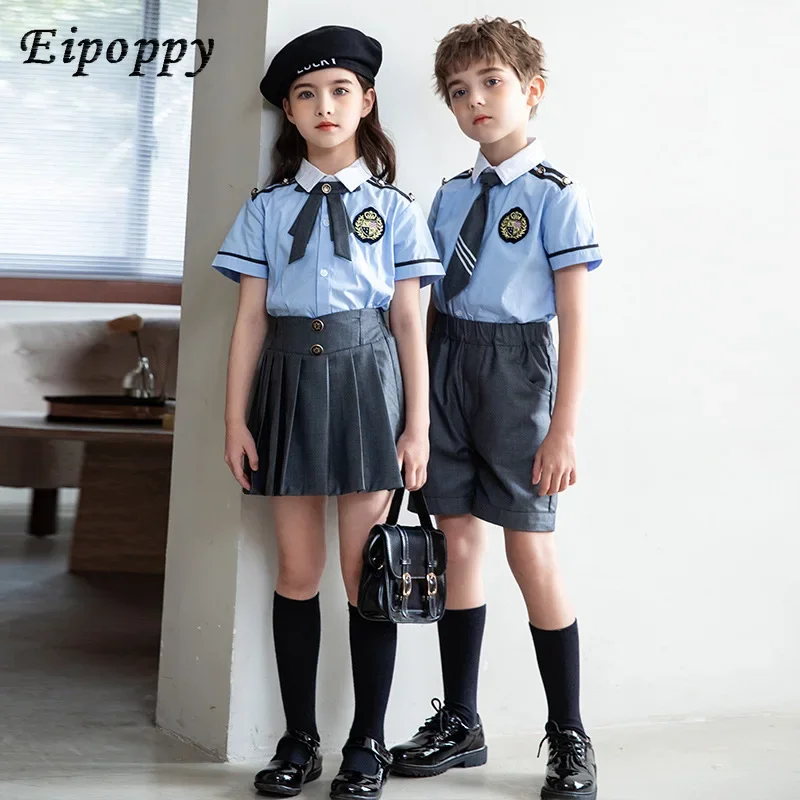 Primary School Uniform Suit Business Attire Summer College British Style Children's Photography Graduation Dress